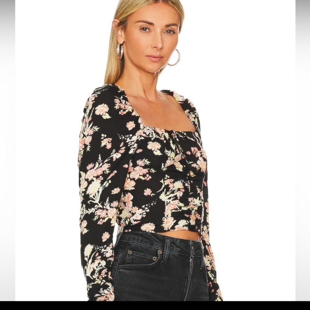 FREE PEOPLE NWT Hilary Printed Top in Black Combo SIZE XS $98 msrp